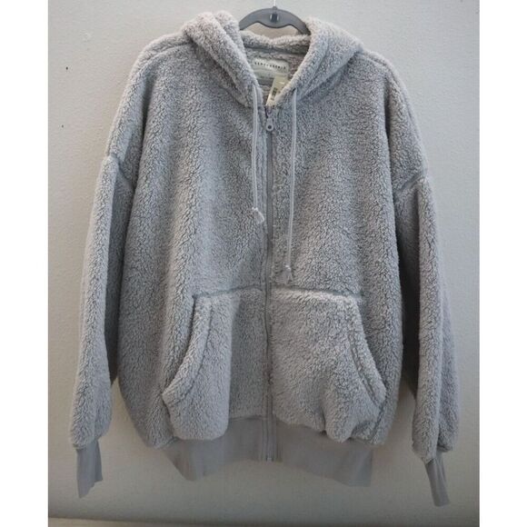 Aeropostale 2831 Women's Sz S Gray Sherpa Fleece Oversized Full-Zip Hoodie - Picture 1 of 7